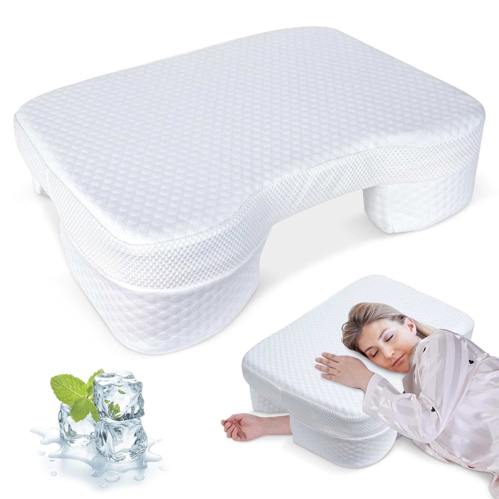 Haikfoam Side Sleeper Pillow with Arm Holes, King (U.S. Standard), White Haikfoam Side Sleeper Pillow with Arm Holes, King (U.S. Standard), White