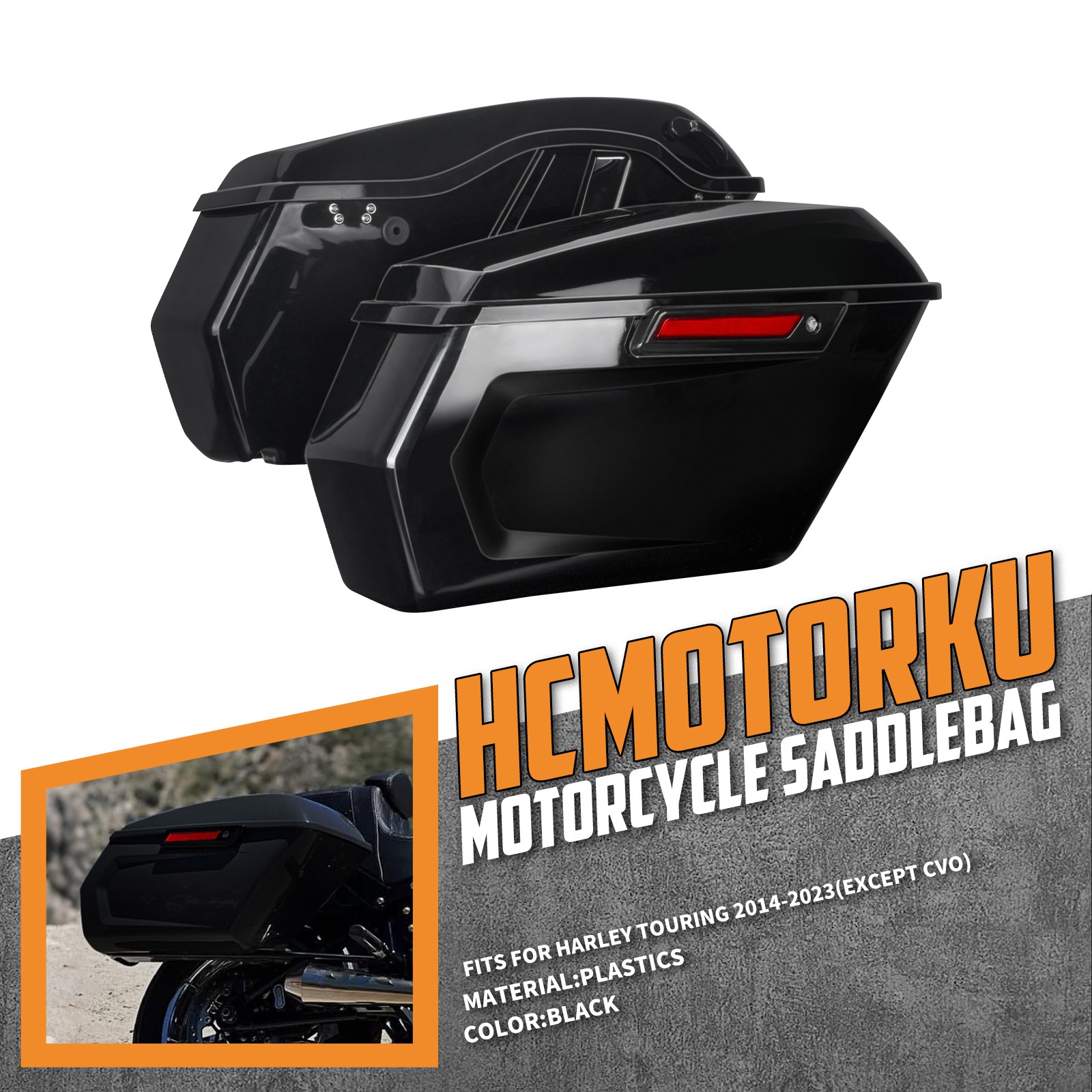 Hard Saddlebags Black Side Bag w/ Black Latch For Harley Touring FLTRX 2014-2023