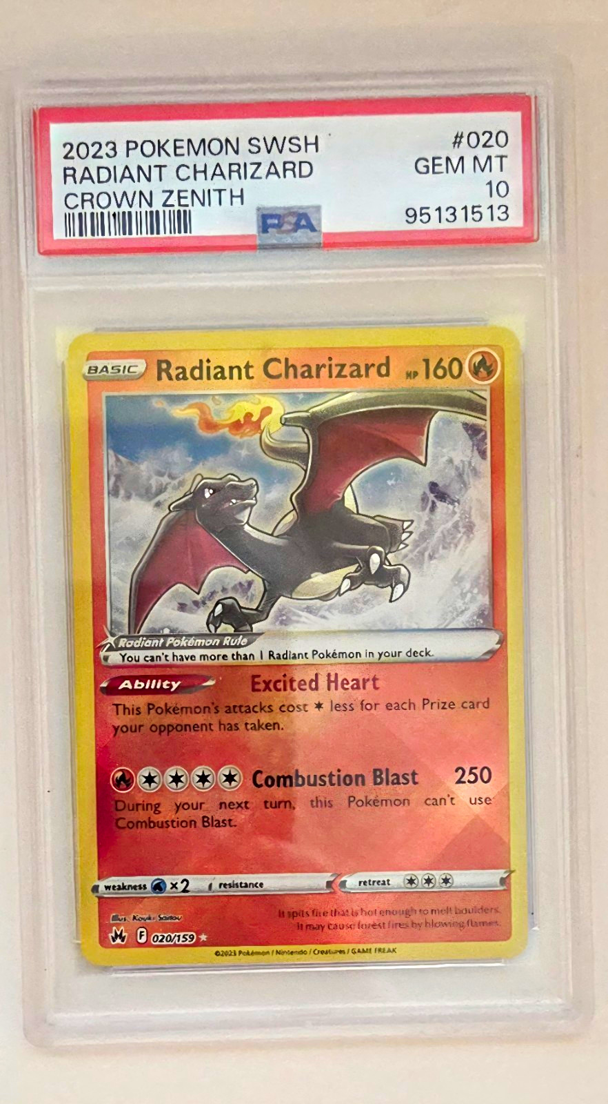 2023 Pokemon SWSH Crown Zenith Radiant Charizard #020 PSA 10 GEM MINT Gift 2023 Pokemon SWSH Crown Zenith Radiant Charizard #020 PSA 10 GEM MINT Gift