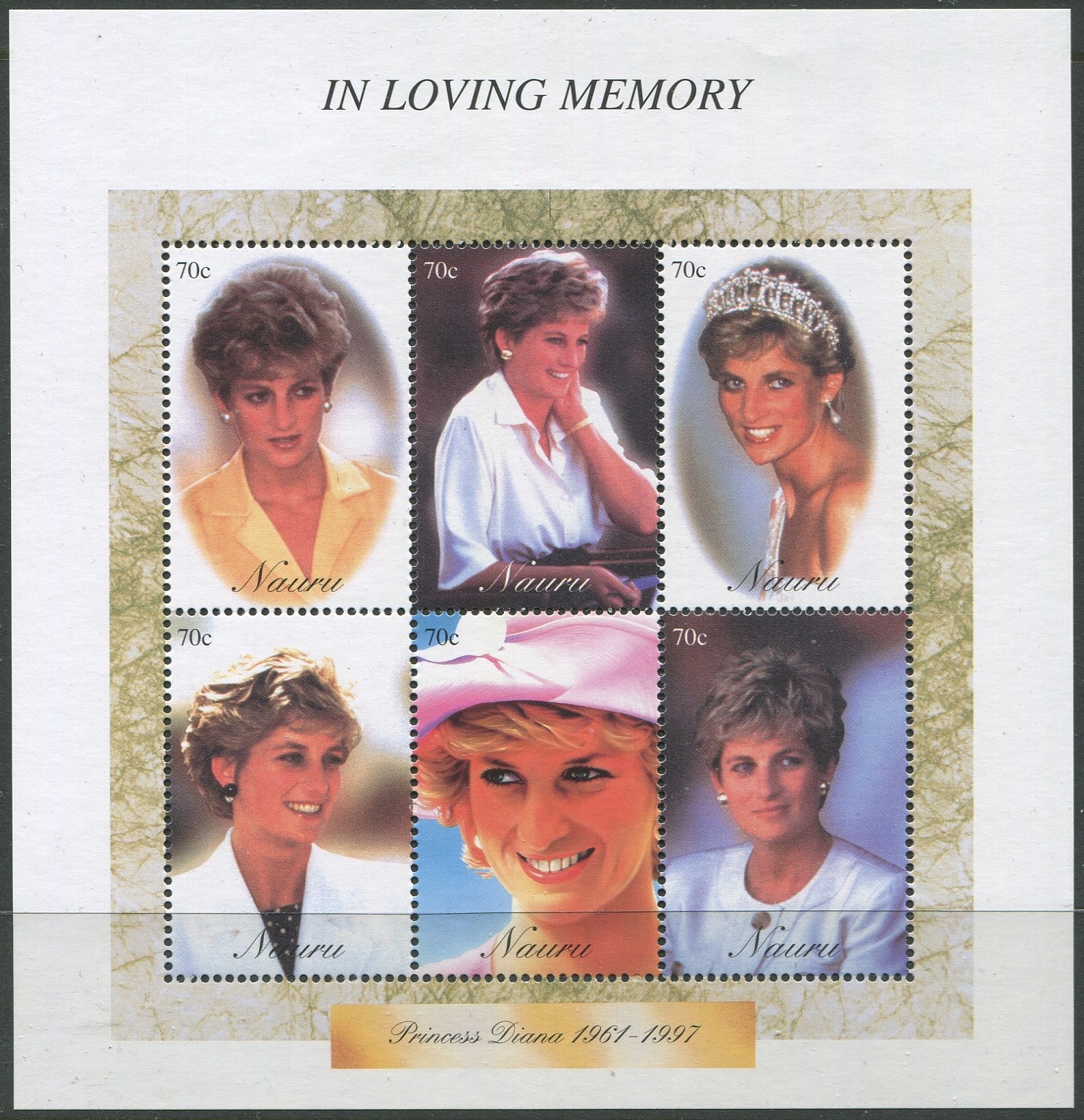 Nauru 1998 SG477-482 Princess Diana sheetlet MNH Nauru 1998 SG477-482 Princess Diana sheetlet MNH