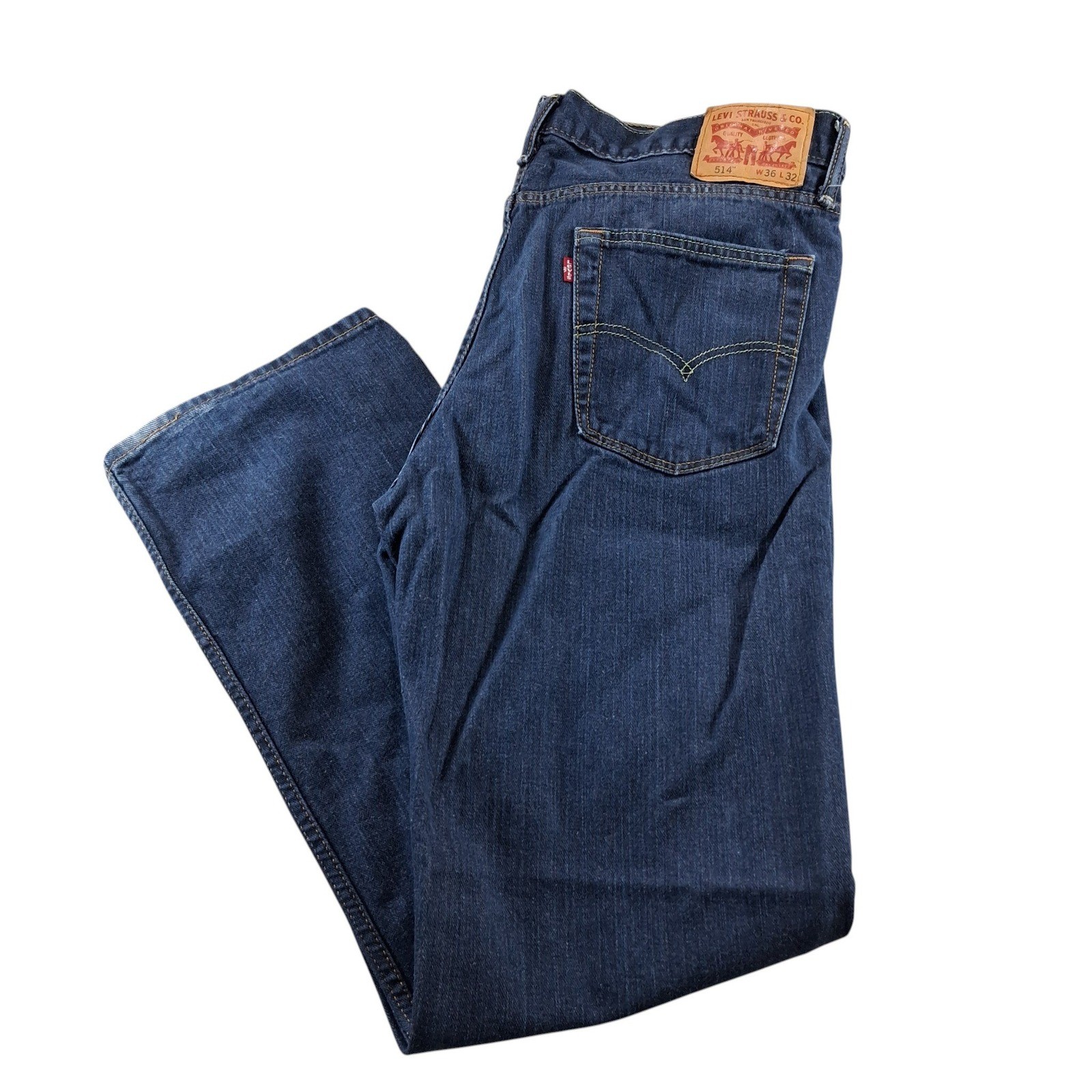 Levi\'s 514 Straight Fit Jeans Mens 36x32 Dark Wash Denim 100% Cotton