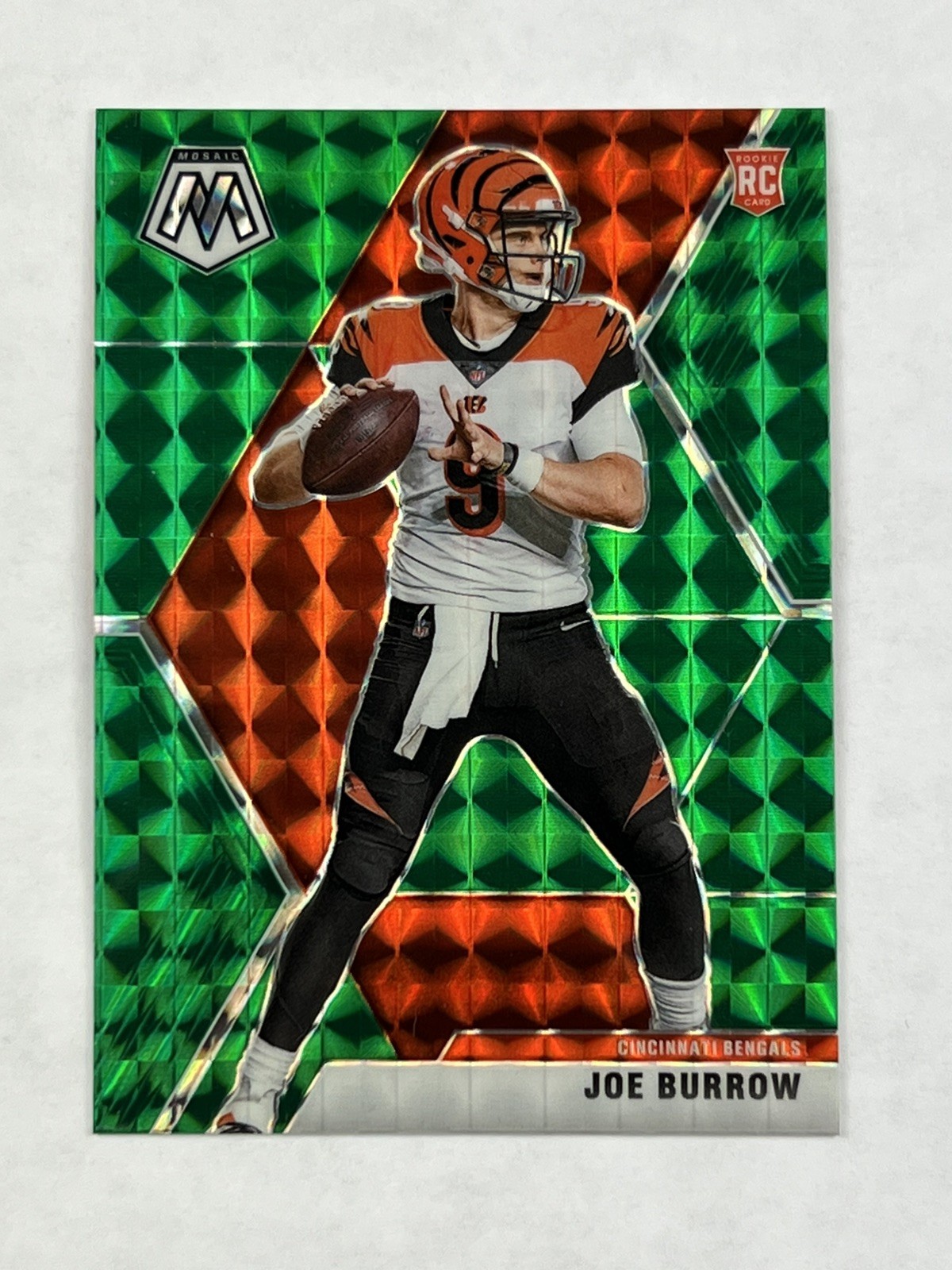 2020 Panini Mosaic Joe Burrow Rookie Card #201 Green Prizm - Bengals 2020 Panini Mosaic Joe Burrow Rookie Card #201 Green Prizm - Bengals