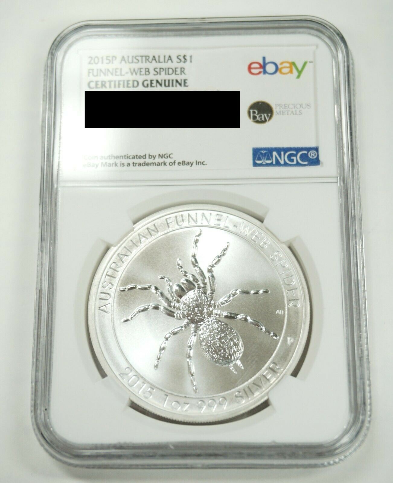 2015 P Australia $1 Silver Funnel Web Spider Certified NGC OZ. .999 Bullion Coin