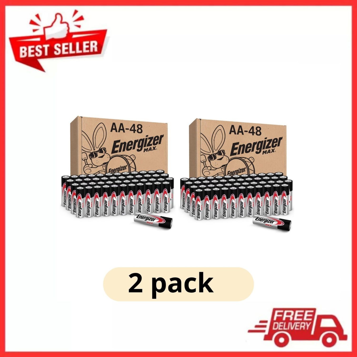 (2 pack) Energizer MAX AA Alkaline Batteries 48 Pack Long Lasting Power