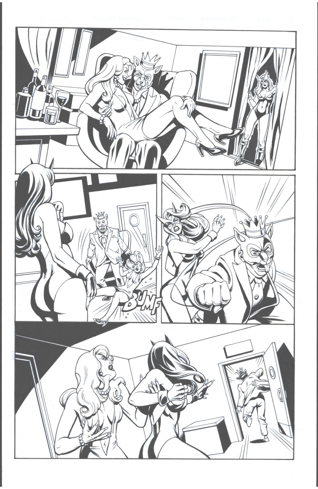FemForce #208- She Cat confronts a rat [sort of]- original inks