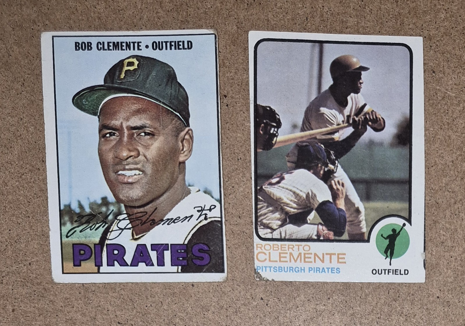 1967 & 1973 Topps Roberto Clemente Pirates HOF Low Grade Vintage 2 Card Lot