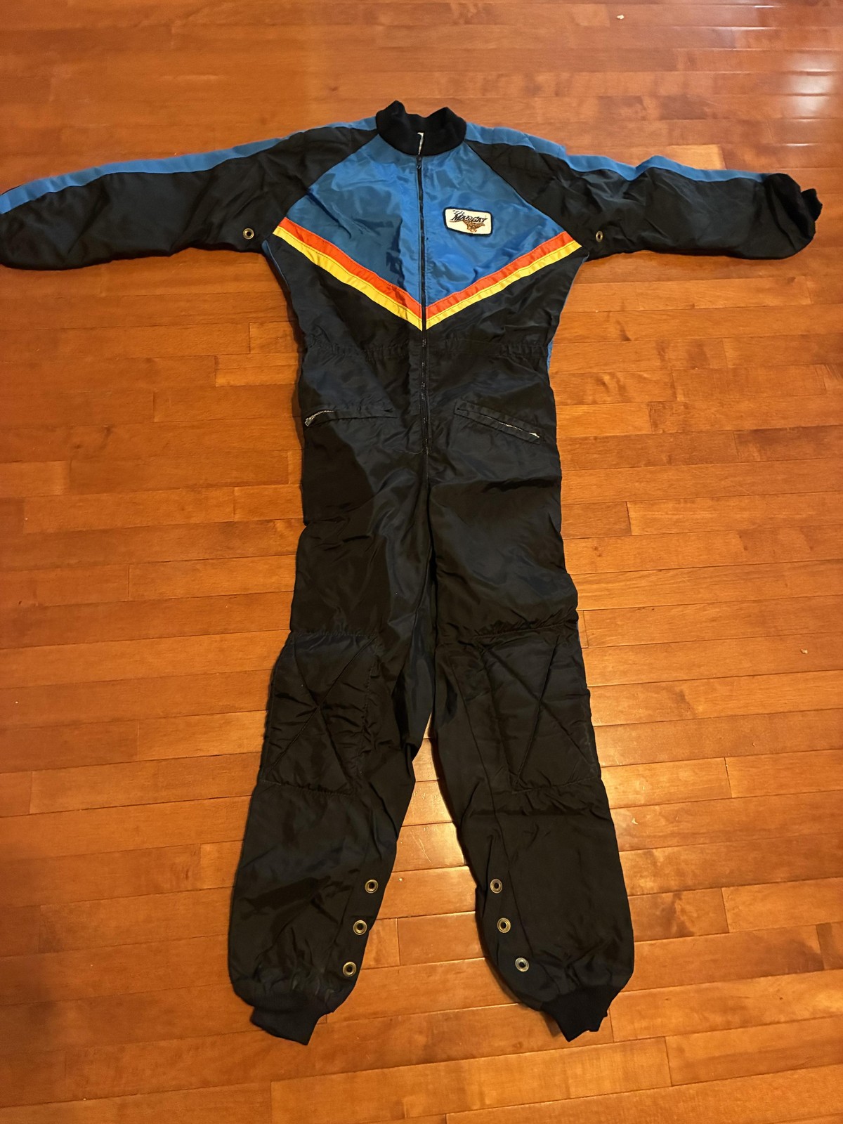 Vintage Margay Racing Suit Mens Medium Black Kart One Piece Striped Coverall