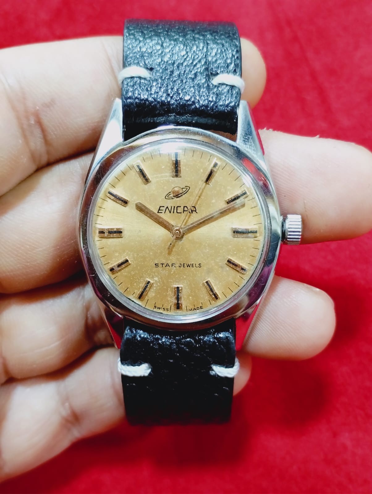 Vintage Enicar star jewel original Dial swiss working wrist watch 151 serviced