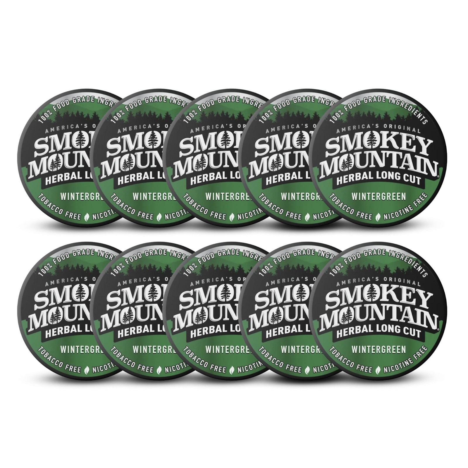 Smokey Mountain Herbal Long Cut Wintergreen, 10 Can Box Smokey Mountain Herbal Long Cut Wintergreen, 10 Can Box