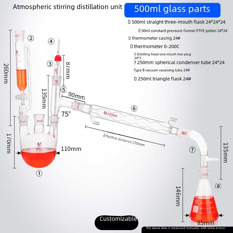 Customized Lab Glassware Set: Distillation, Stirring & Condenser - 500-2000ml