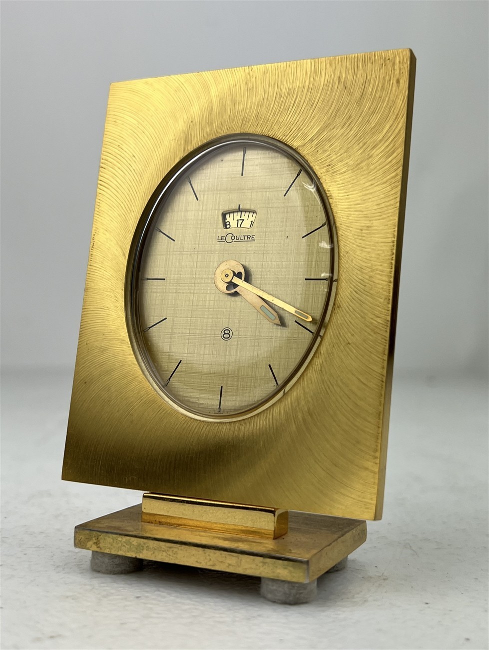 Stunning LeCoultre 8-Day Brass Desk Alarm Clock 2.75\