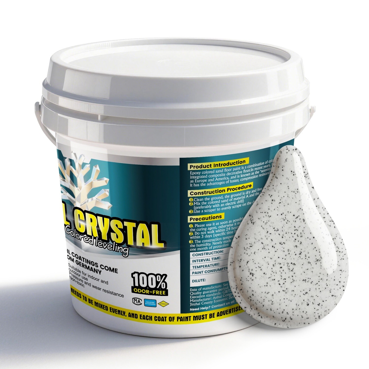 Epoxy Colored Sand Floor Paint Self Leveling High Gloss Marble Non-Slip Concrete
