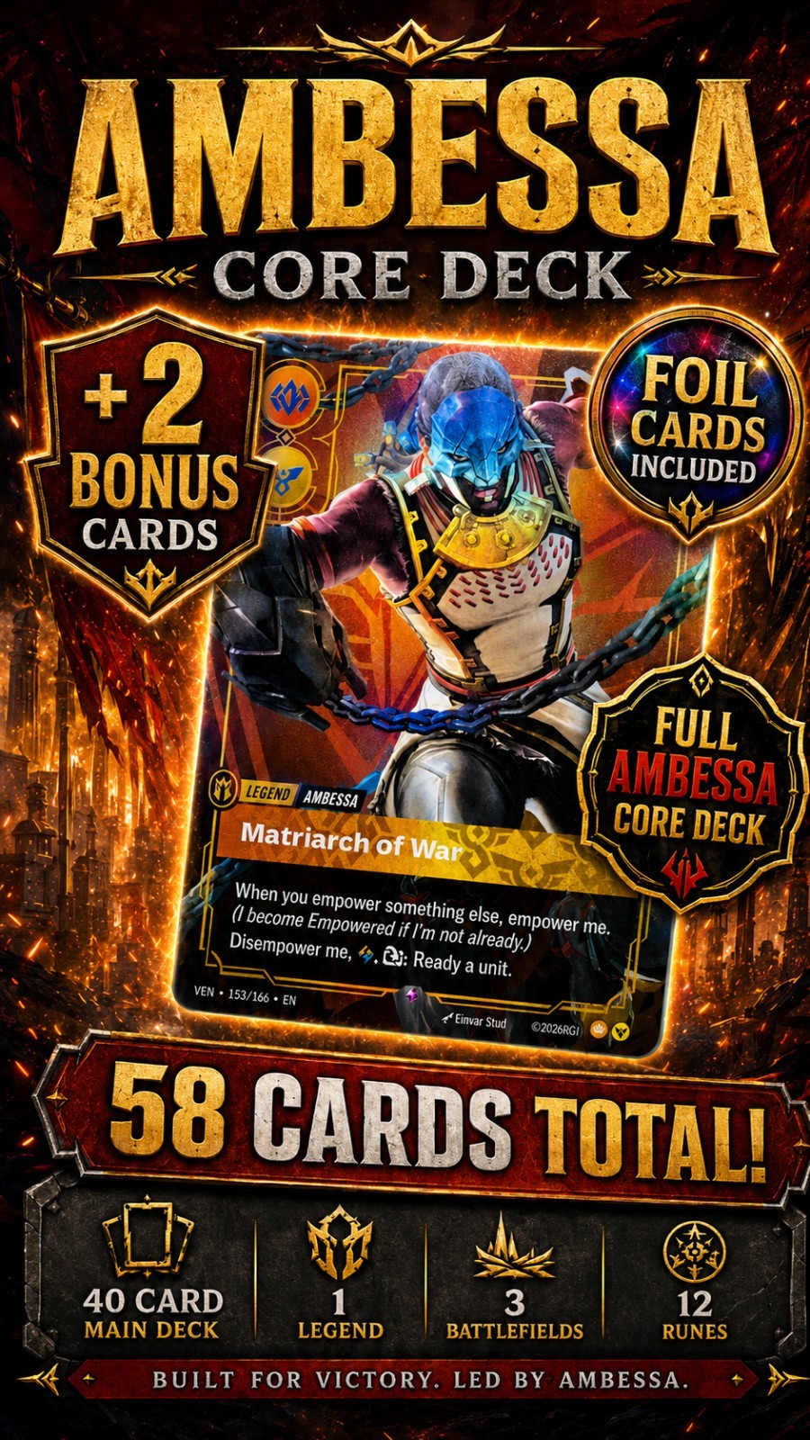Riftbound | Ambessa | Vendetta Core Deck 58 Cards Pre-built Foils Cards Included