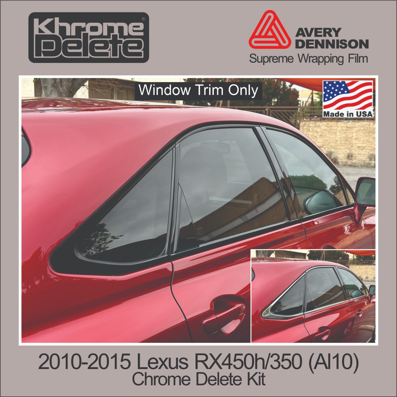 Chrome Delete Vinyl Wrap for the 2010-2015 Lexus RX450h/RX350 (AI10) Glossy Blk