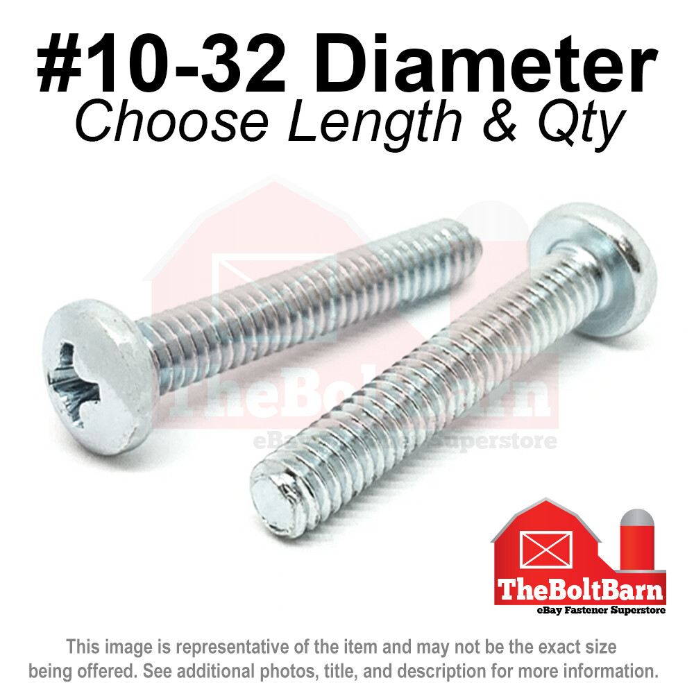 #10-32 Phillips Pan Head Machine Screws Bolts Zinc FINE (Pick Length & Qty)