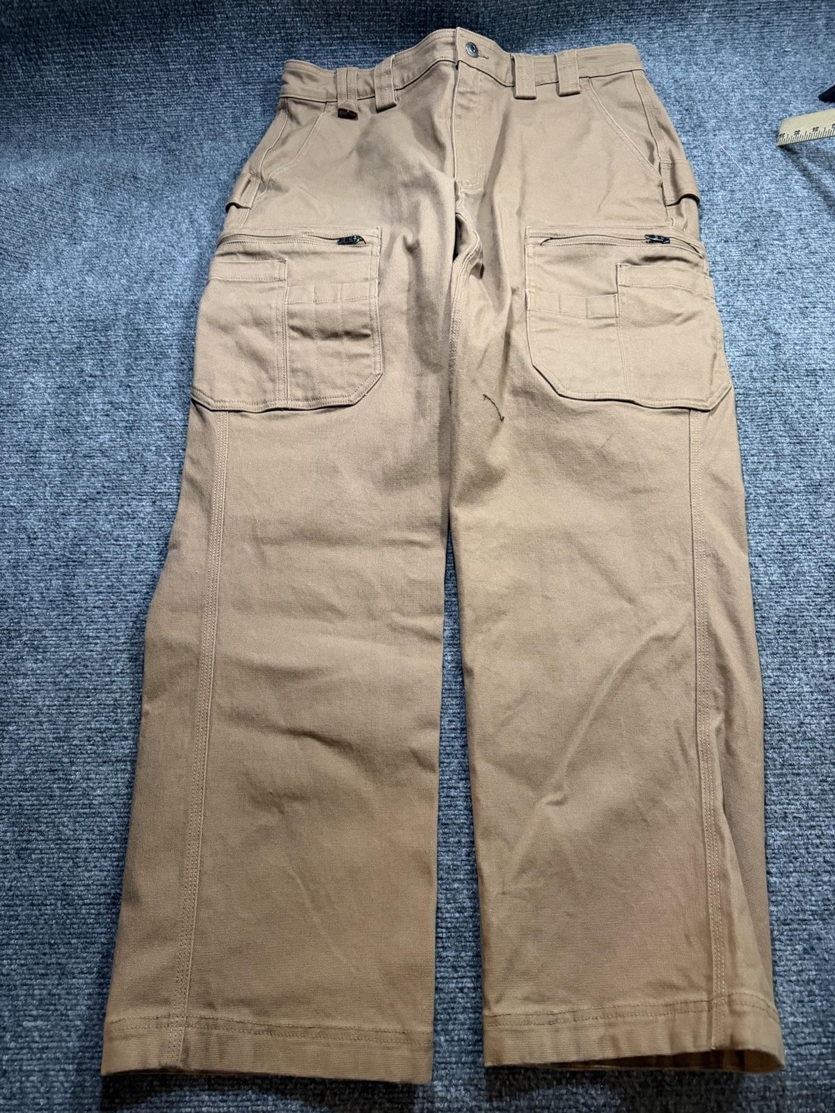Duluth Trading Co Pants Mens 36x32 Brown Burly Flex Fire Hose Cargo Workwear