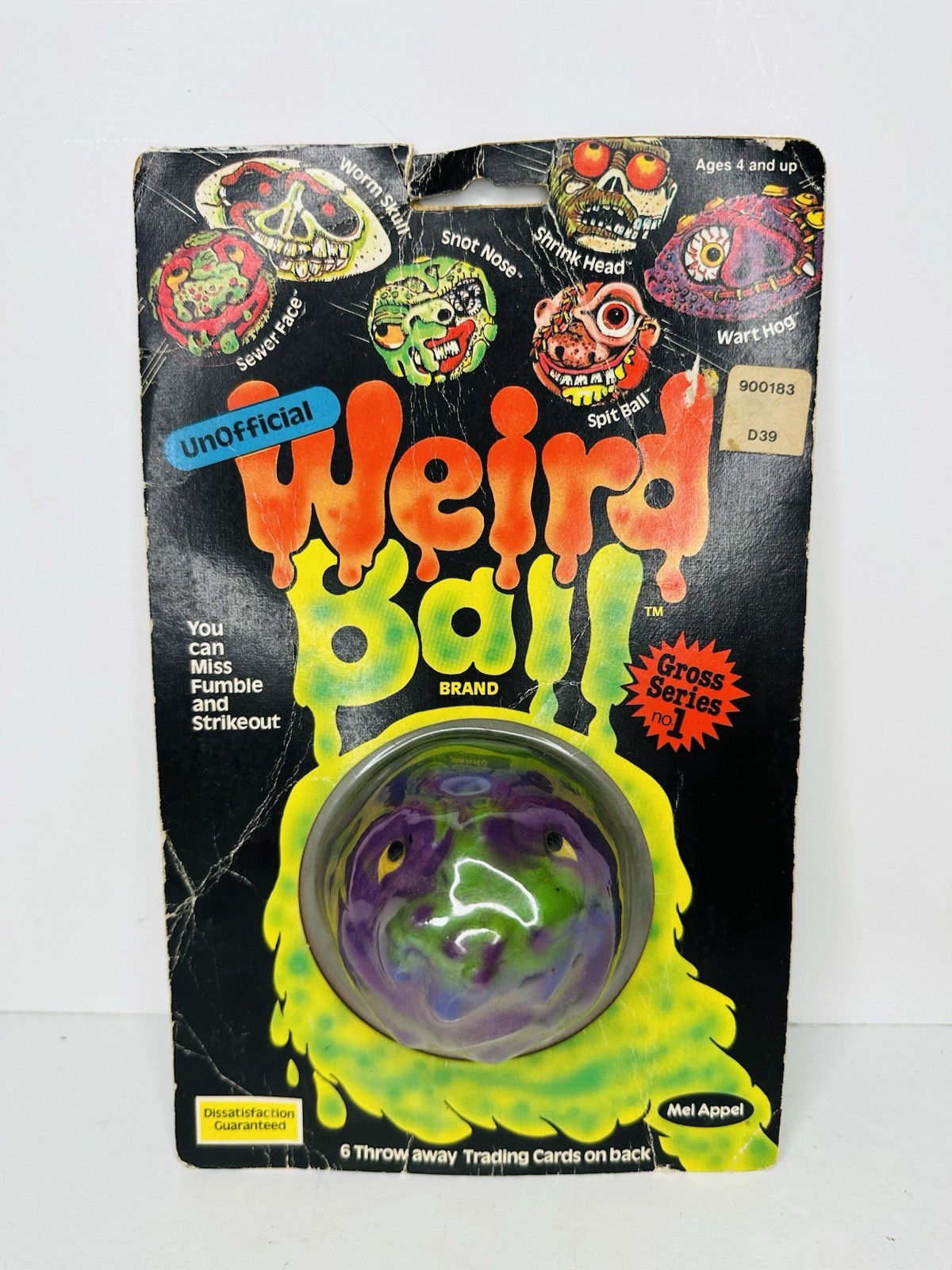 Vintage Mel Appel Weird Ball Sewer Face On Card Madballs KO Rare Monster
