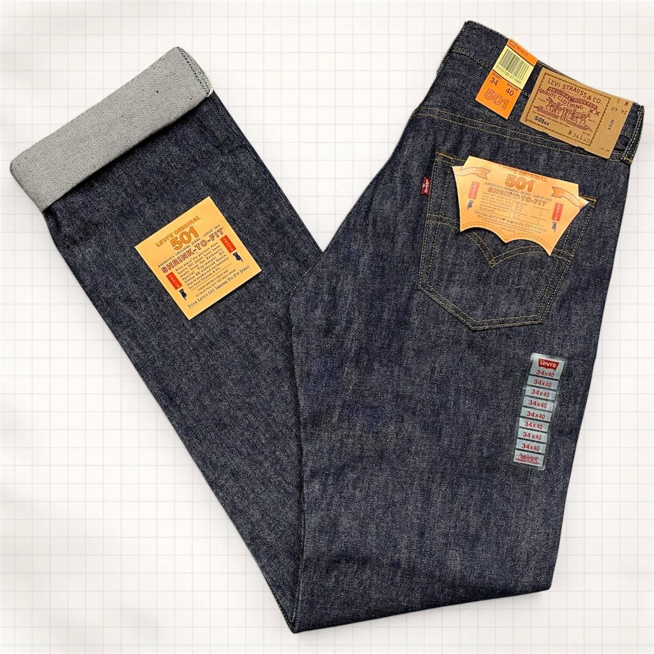 Levi’s 501 XX Deadstock Jeans W34 L40 Made in Spain NOS Raw Shrink To Fit Denim