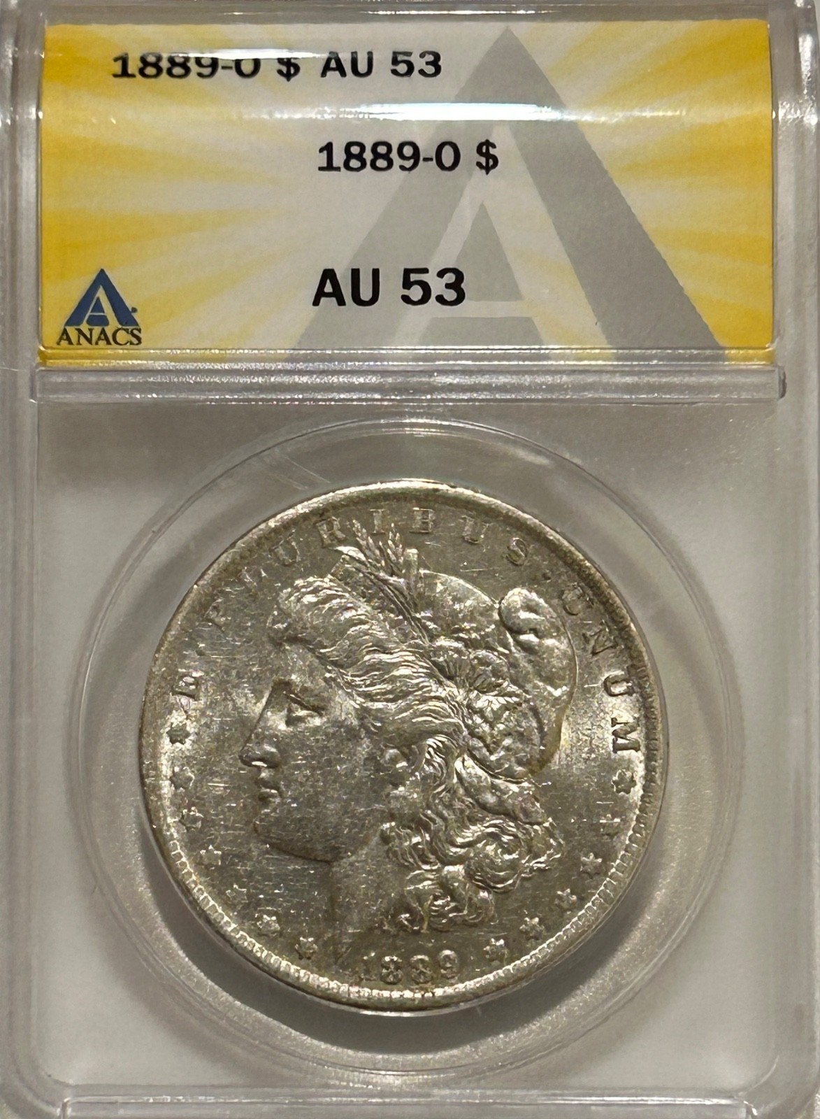 1889 O Morgan Silver Dollar ANACS AU53 Tougher Date Morgan