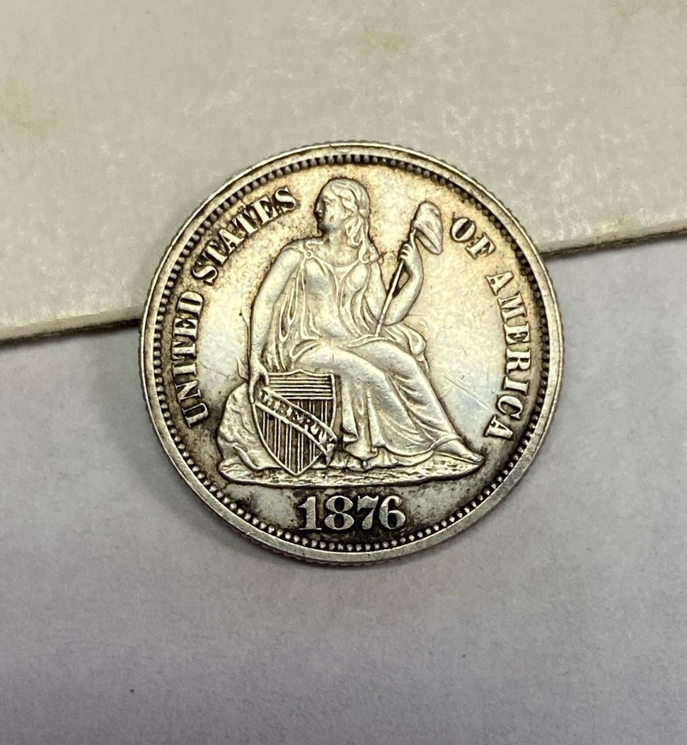 1876-CC U.S Silver Seated Liberty Dime**** High Grade AU