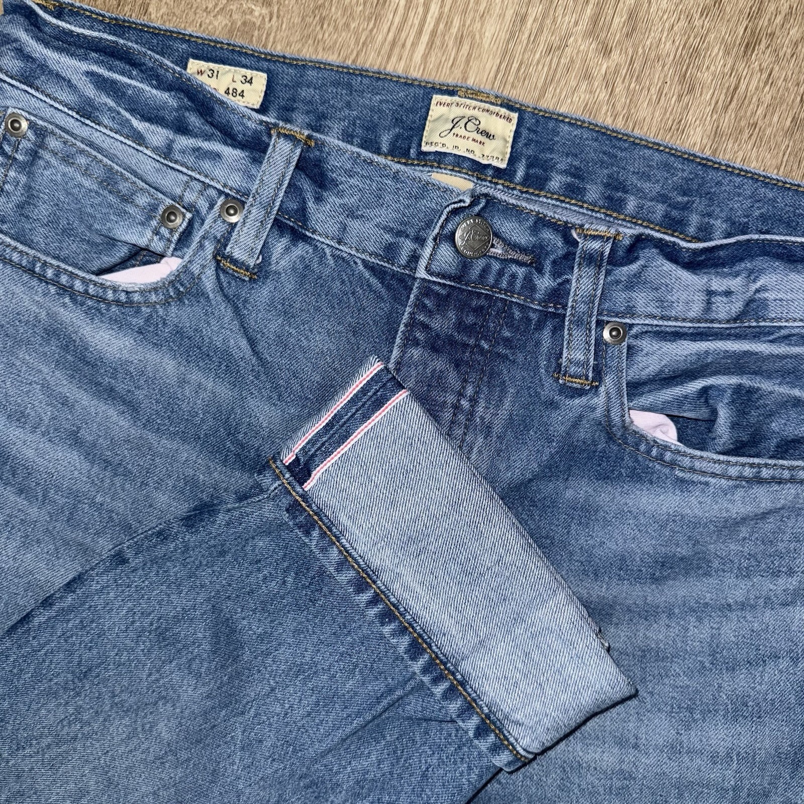 J Crew Selvedge 484 Slim Jeans Mens 31x34 Light Blue Wash Kaihara Japanese Demim