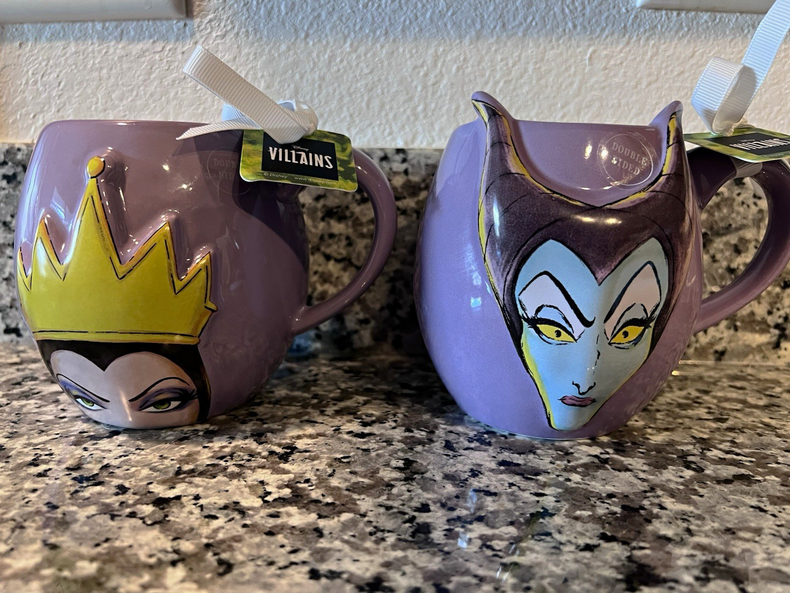 NWT Rae Dunn Disney Villains Double-Sided Mug Set Evil Queen & Maleficent