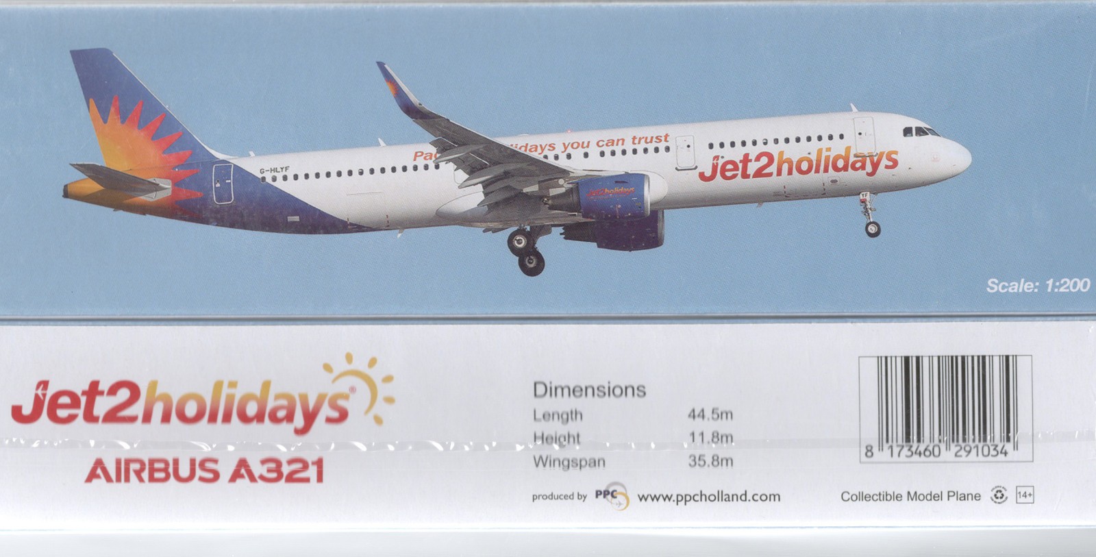 Jet2 Holidays Model Plane Aircraft Airbus A321-200 1:200 Scale PPC Holland BNIB