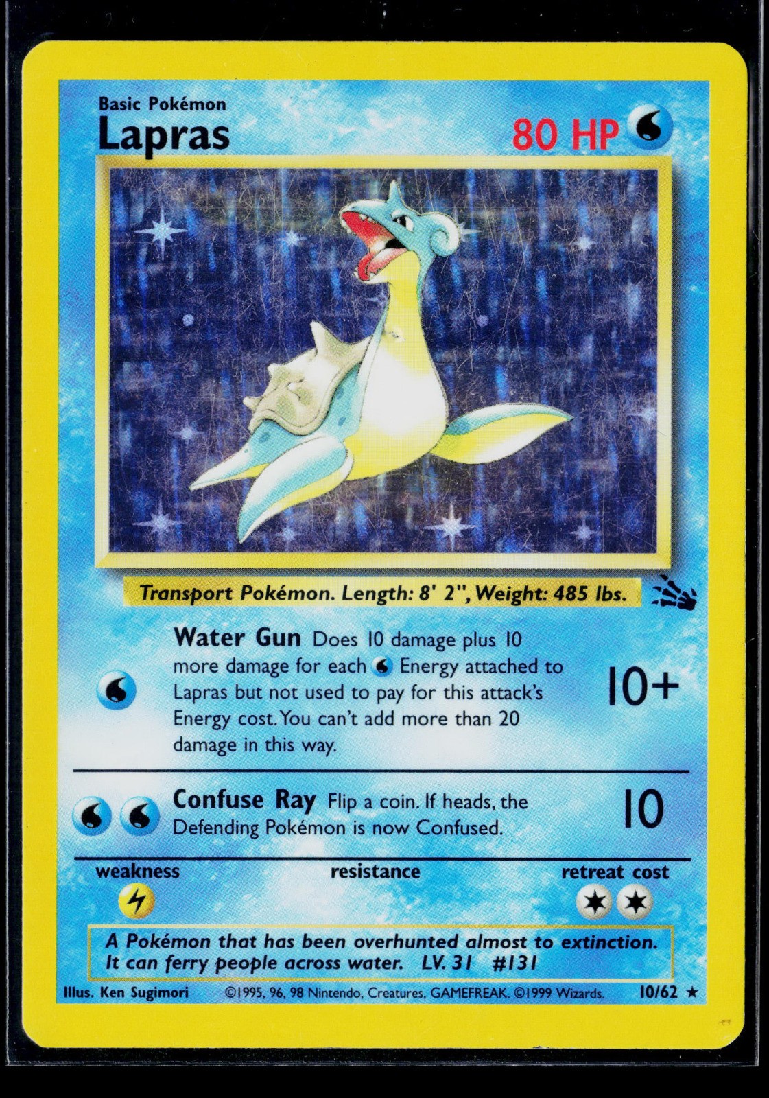 Lapras (10) Unlimited Holo Rare Fossil 10/62 MP