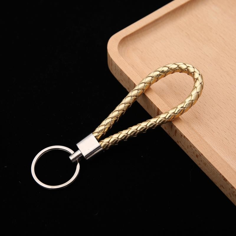 Woven Leather Loop Rope Keychain Keyring Car Hanging Pendant Key Holder Ring