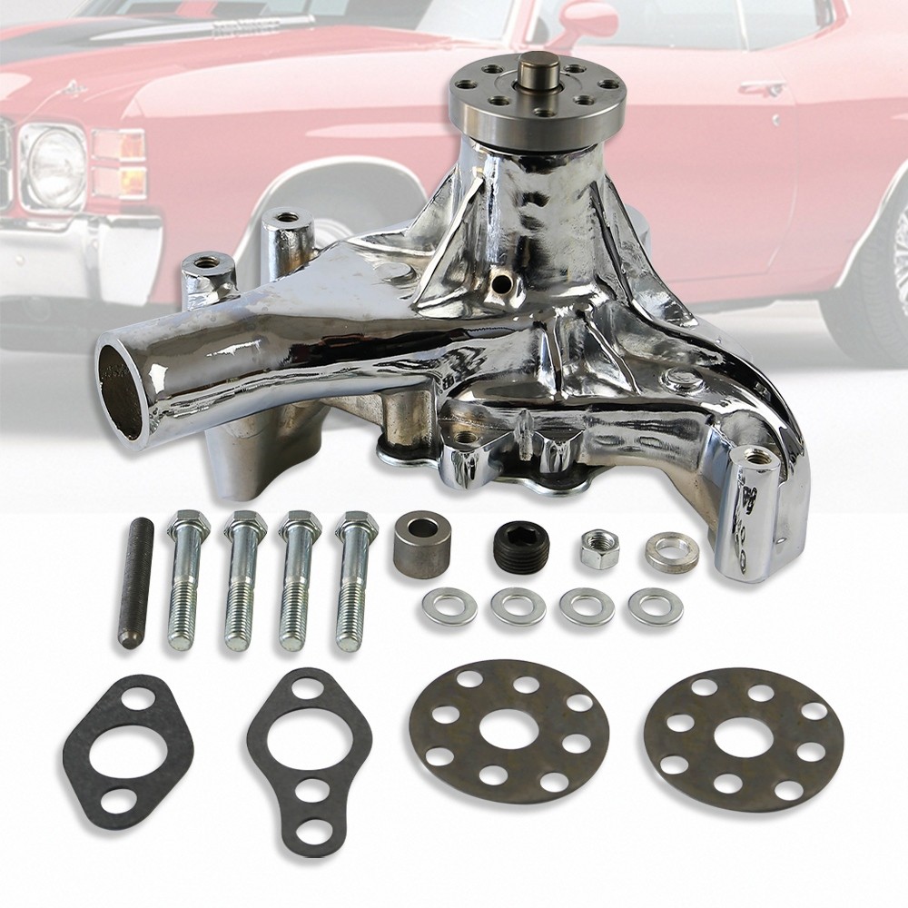 Chrome Long Water Pump LWP Aluminum Fits Chevy Small Block SBC 283 383 1969-1987
