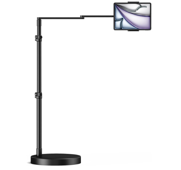 Soporte de suelo ajustable de aluminio para tablet, ideal para usar en la cama,