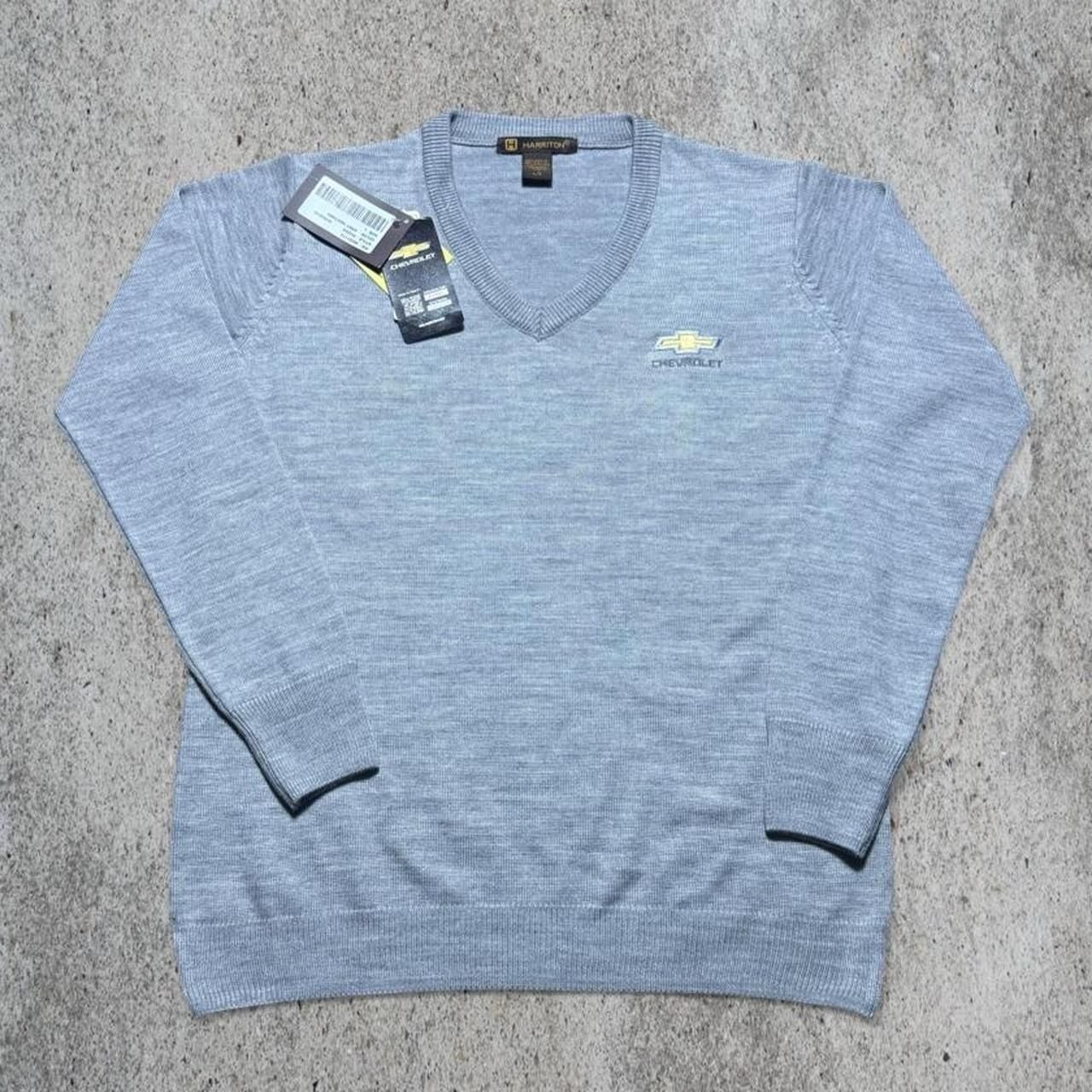 Harriton Chevrolet V-Neck Sweater Grey Heather Large NWT