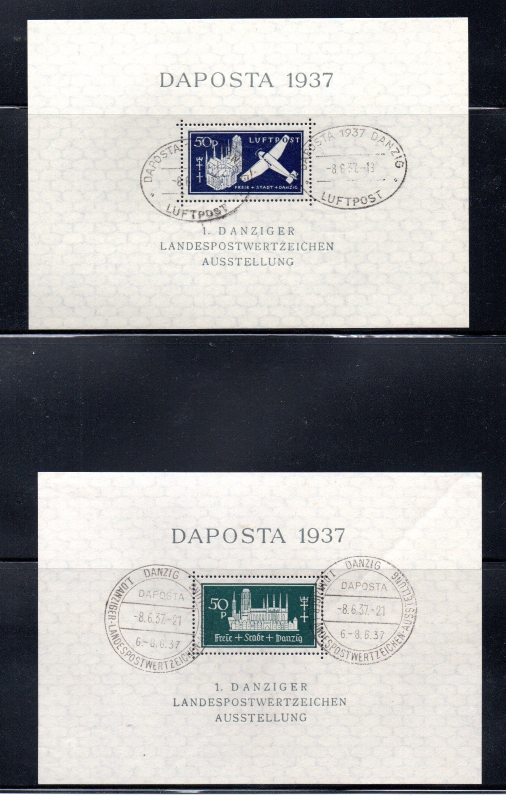 Danzig (Germany) 1937 old set sheets Daposta exhibition (Michel Block 1/2) used