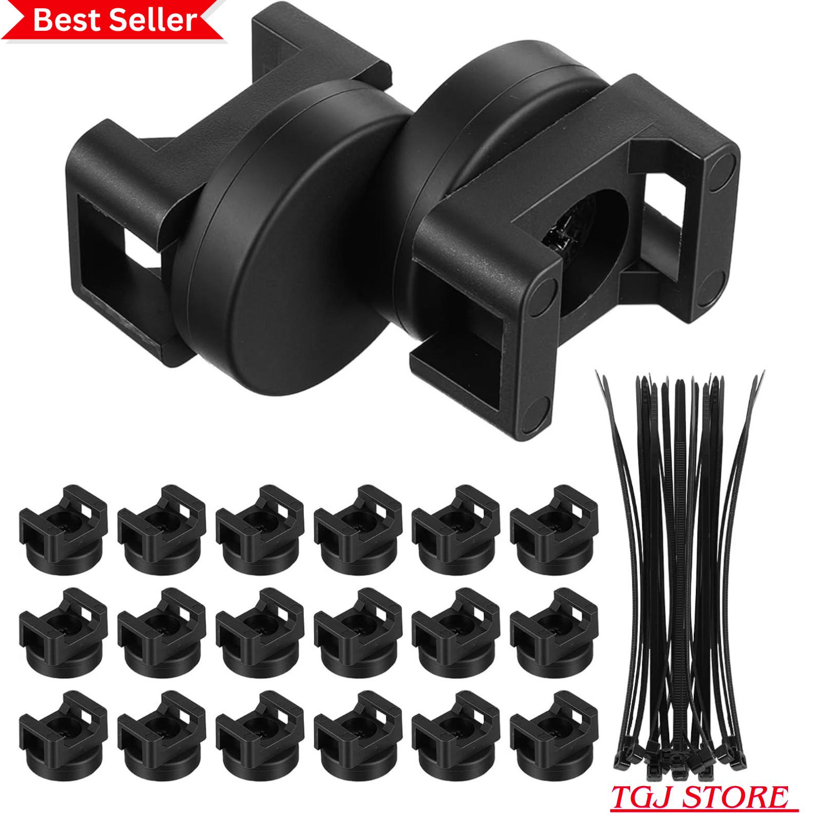 120Pcs Magnetic Zip Tie Mounts – 20 Heavy-Duty Magnet Bases & 100 Nylon Cable