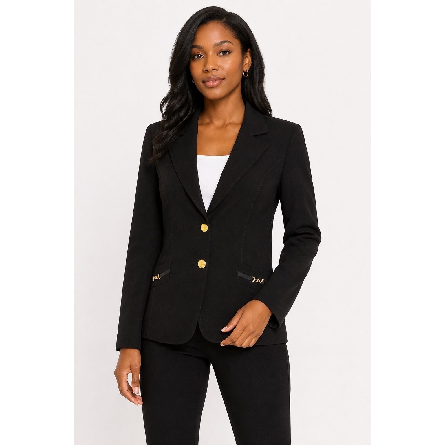 Tahari Arthur S. Levine Black Gold Chain Detail Blazer Jacket Size 6