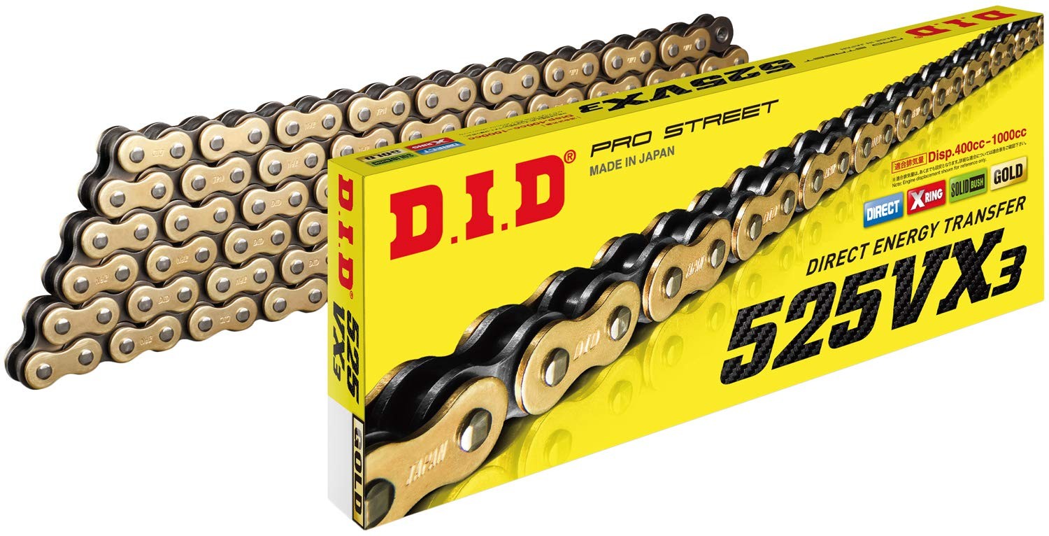 DID (525VX3G108ZB) Gold 108 Link High Performance VX Series X-Ring Chain with Co