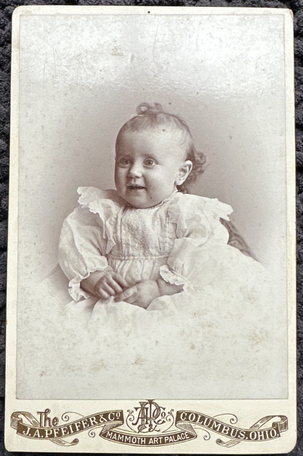 Antique 1890s Baby Cabinet Card Photo J.A. Pfeifer Columbus Ohio Victorian
