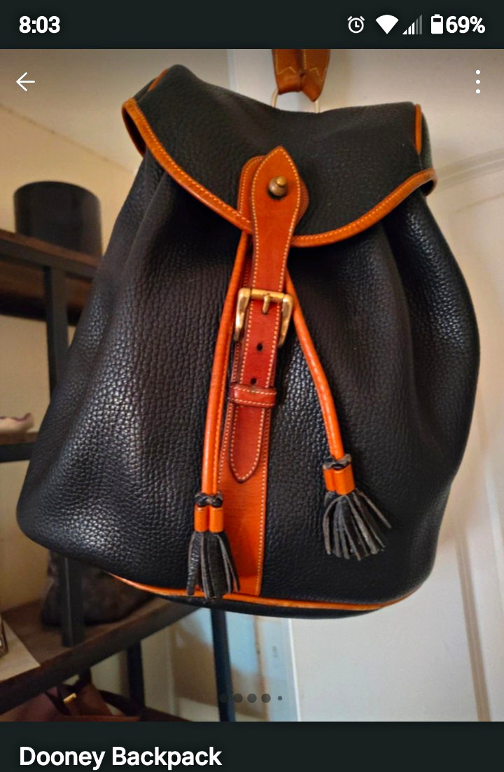 Dooney & Bourke Black/Brown Medium Backpack Drawstring Buckle Tassel Gold Dooney & Bourke Black/Brown Medium Backpack Drawstring Buckle Tassel Gold