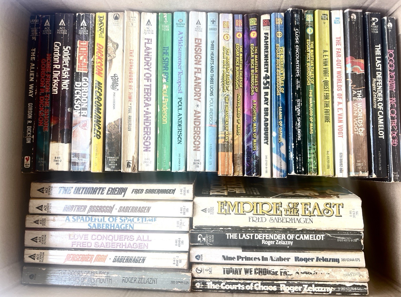 35 Vintage Sci-Fi Paperback Book Lot Zelazny Saberhagen Anderson Van Vogt Ace