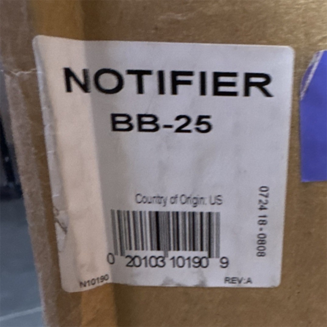NOTIFIER BB-25 Fire Protection Equipment, Model BB-25, MPN BB-25