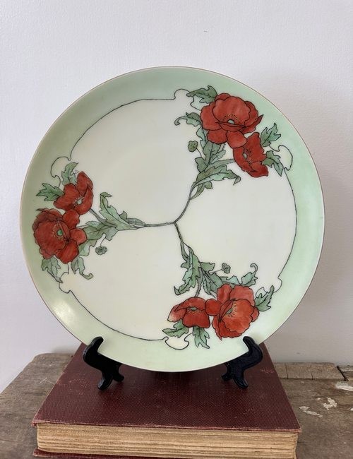 Antique Sevres Bavaria Poppy Plate Hand Painted 10\