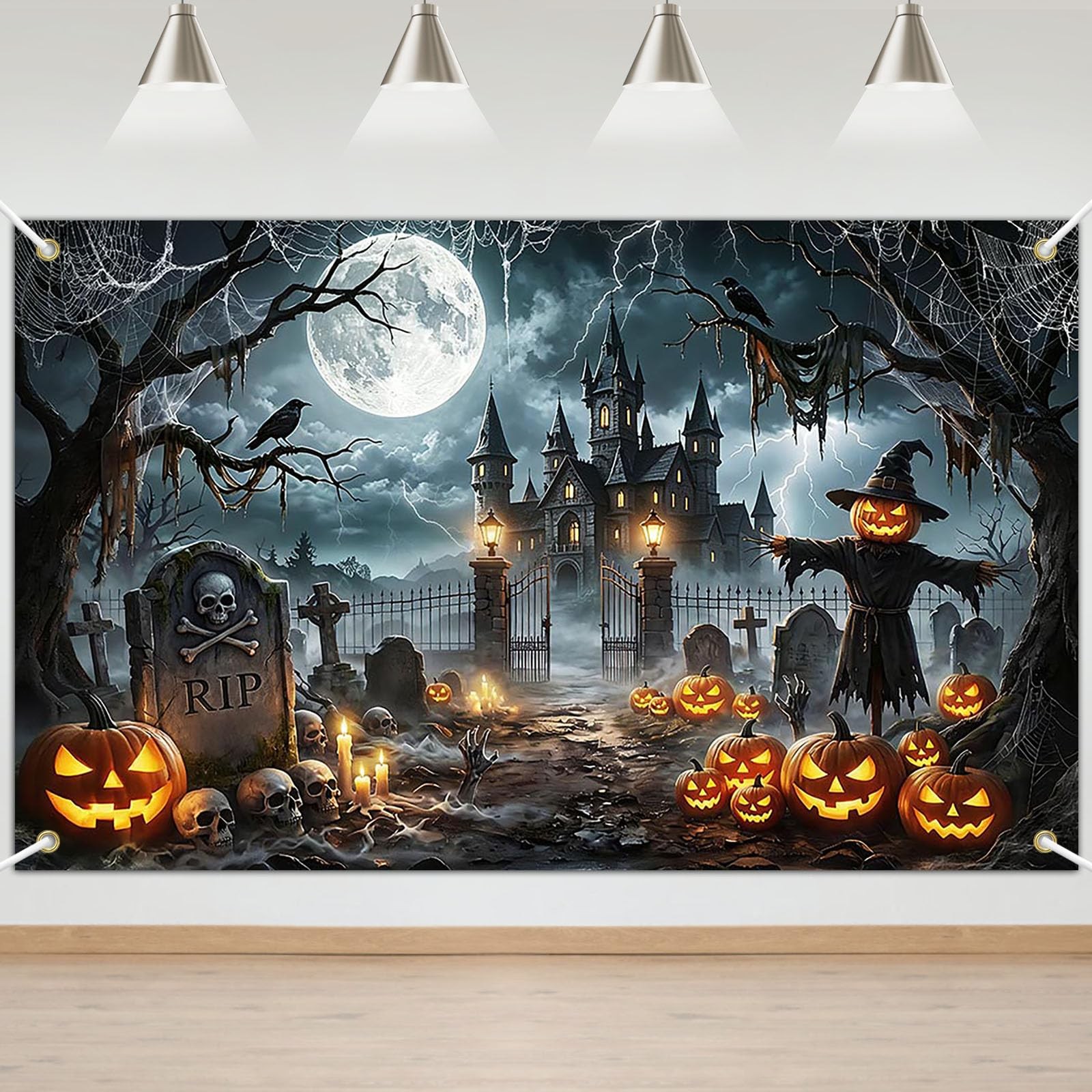 Avezano 6x3.6ft Halloween Banner Scary Backdrop 6 x 3.6 ft, Grey Avezano 6x3.6ft Halloween Banner Scary Backdrop 6 x 3.6 ft, Grey