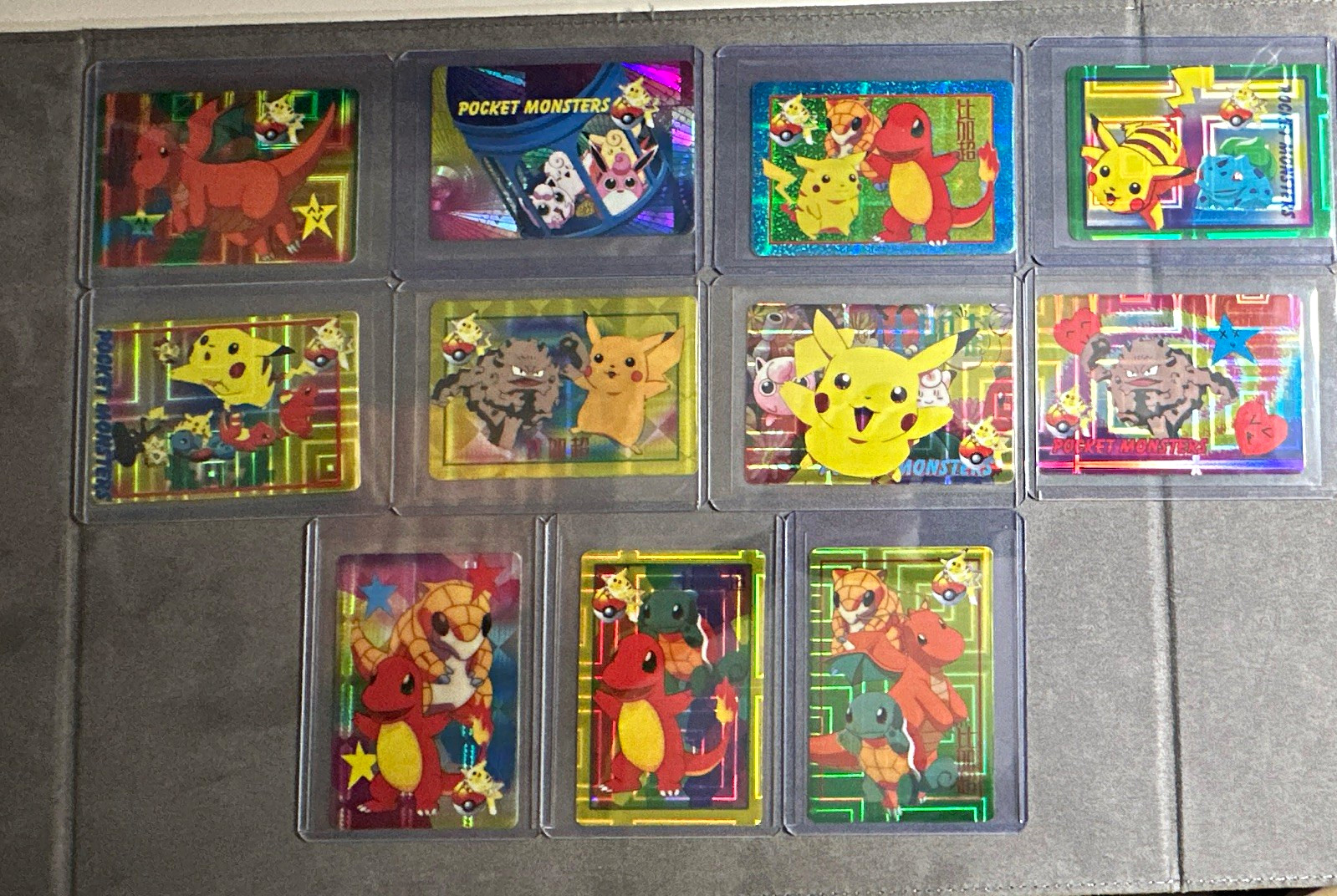 Bandai Pocket Monsters Carddass Japanese Hologram 11 Card Lot Pikachu