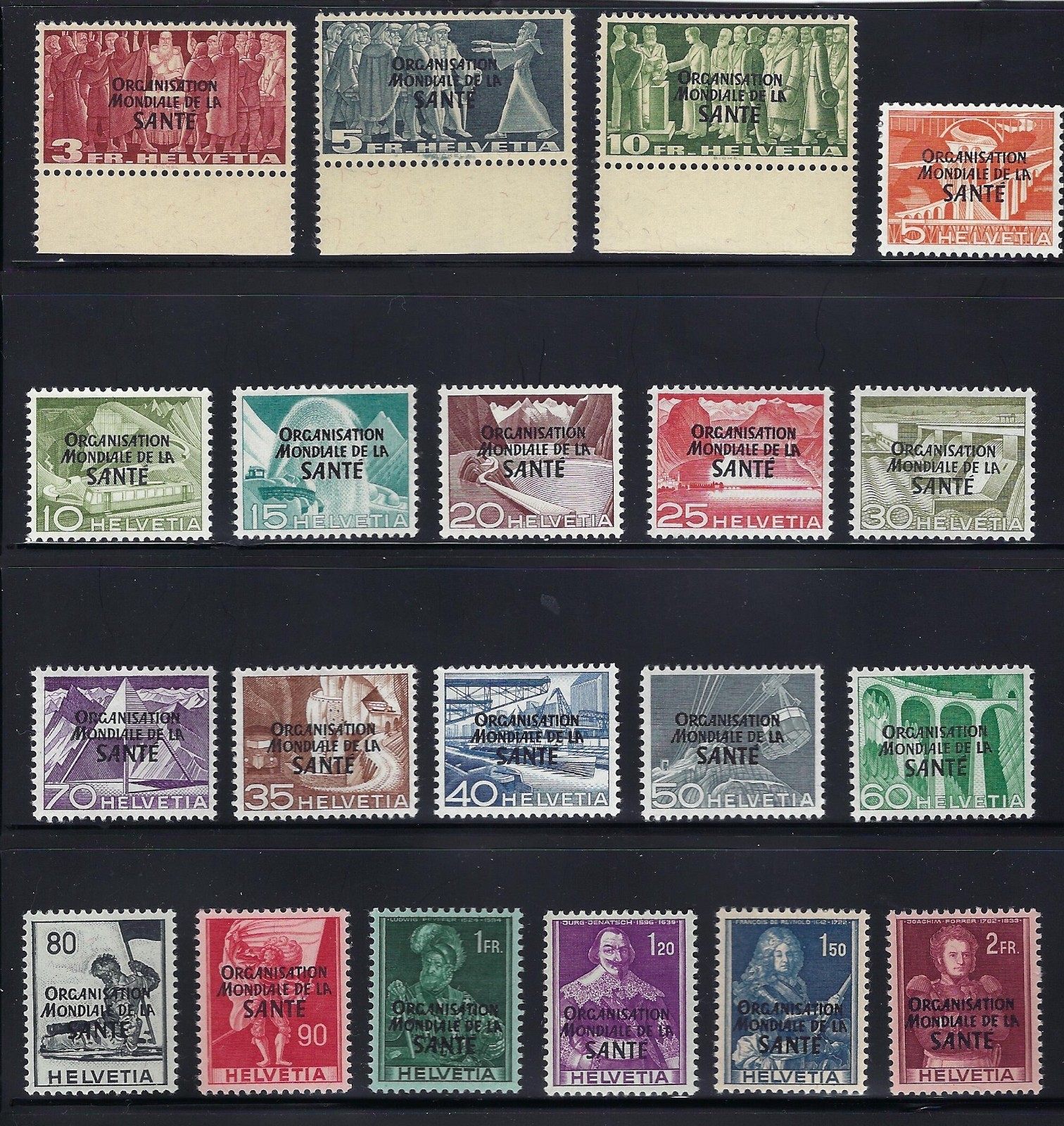 Switzerland, 1948-1950, Scott #5O6-5O25, World Health Organization, Mint, N.H.