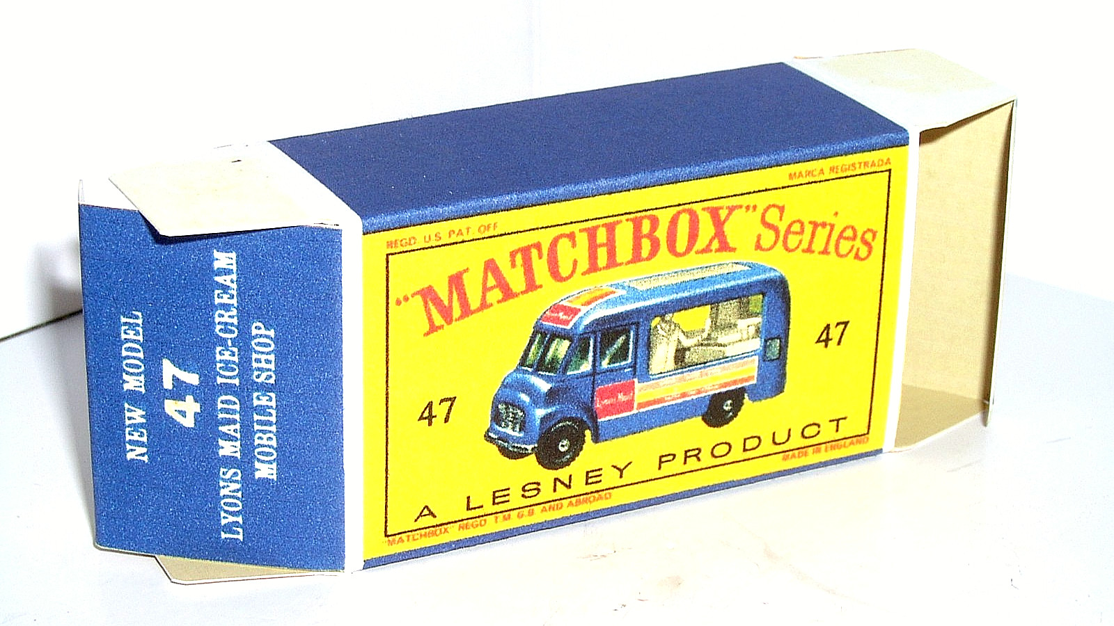 Replica D Type Box only Lesney Matchbox RW #47b Commer Mobile Ice Cream Shop new Replica D Type Box only Lesney Matchbox RW #47b Commer Mobile Ice Cream Shop new