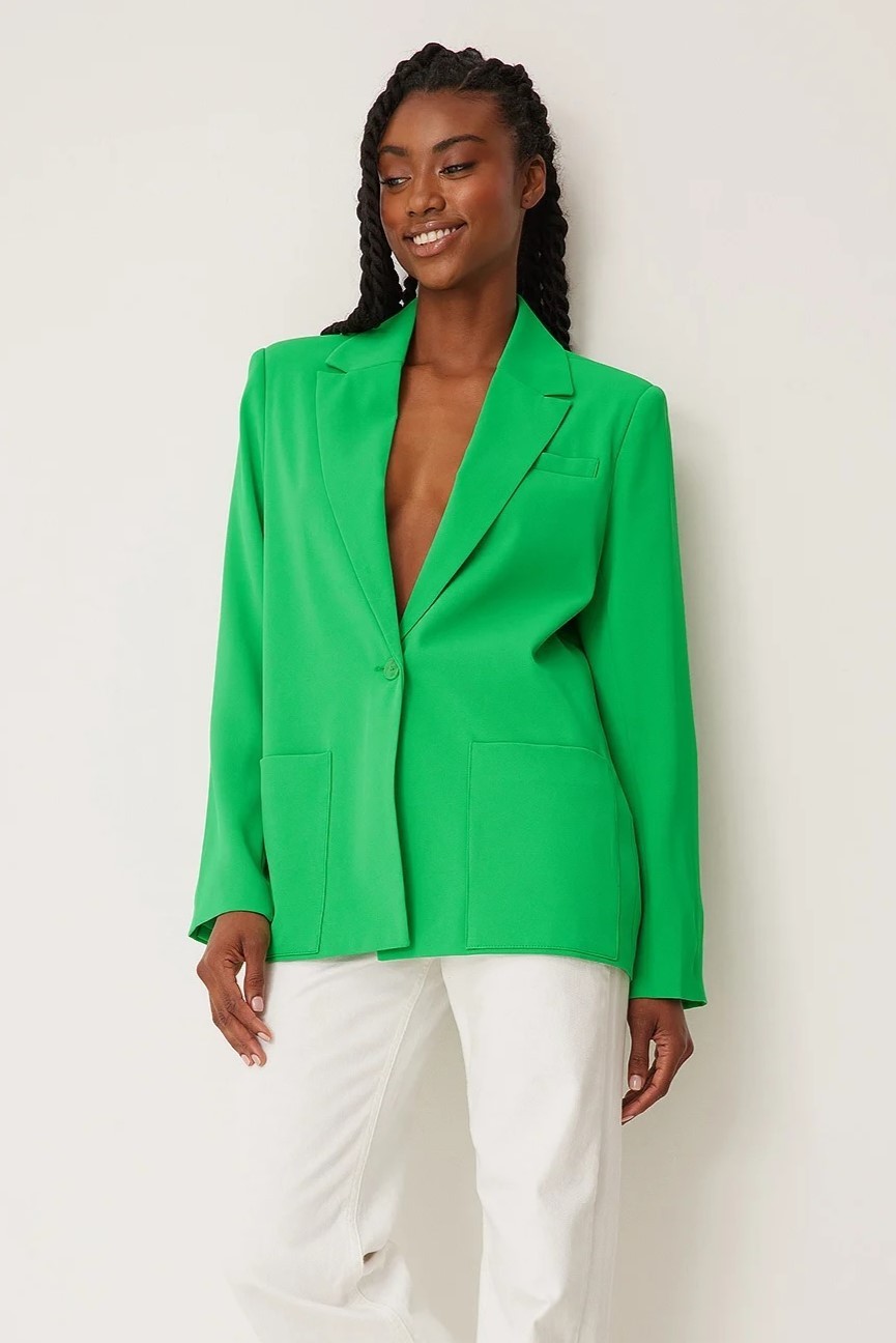 NA-KD - Melissa Bentsen - Straight Fit Blazer - Green - Size: EU 34 / UK 8-10