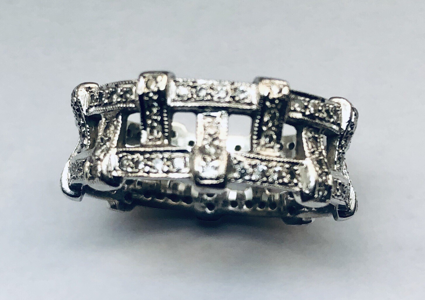 Amazing 14k White Gold Basket Weave .70 Ct (Total) Diamond Wedding Band Sz 9.5 Amazing 14k White Gold Basket Weave .70 Ct (Total) Diamond Wedding Band Sz 9.5