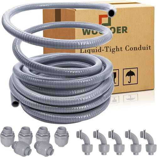 1/2 inch 100Ft Liquid-Tight Conduit Kit, Flexible Non 1/2inch 100Ft, Silver