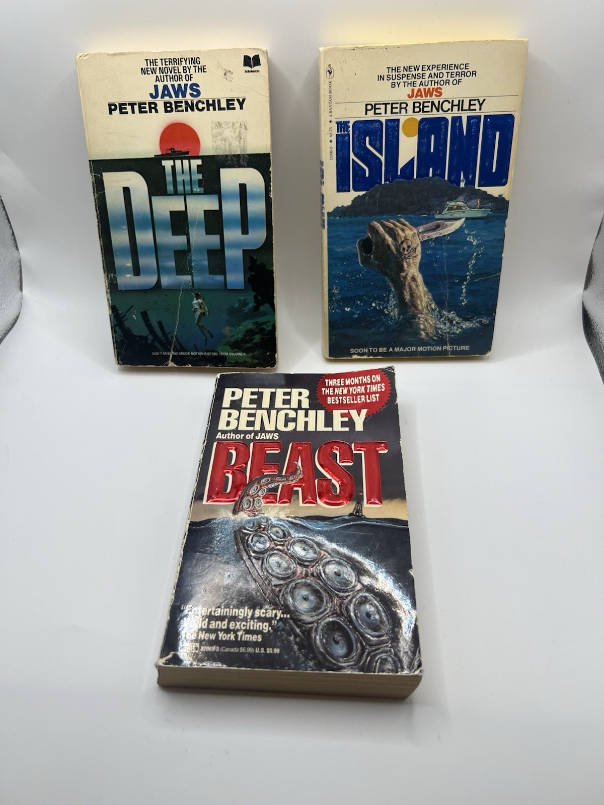 Peter Benchley 3 Book Lot The Deep The Island Beast Vintage Paperbacks 1970s 