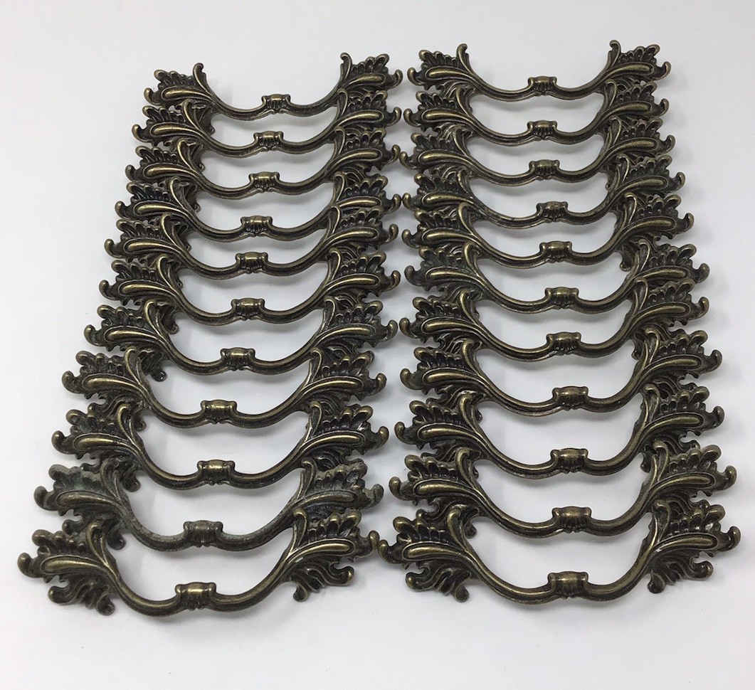 Vintage French Provincial Drawer Cabinet Pull Antique Bronze 3